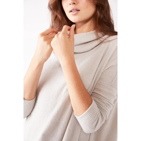 NWT Free People Juicy Ribbed Long Sleeve / Grey Opal - Picture 3 of 5
